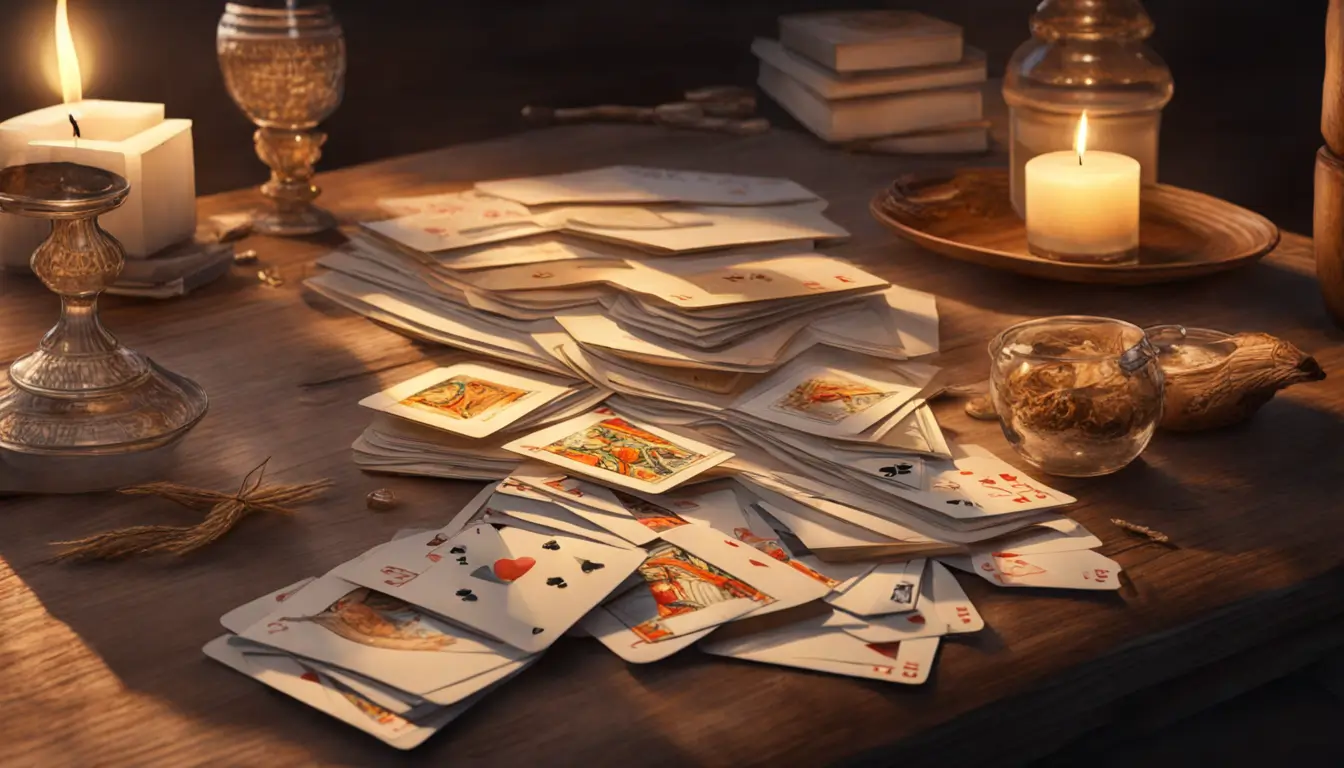 Imagem de uma mesa de madeira com cartas de tarô, uma vela acesa, um caderno com anotações, uma caneta e um cristal de quartzo, ilustrando como o tarô pode ajudar na tomada de decisões importantes.