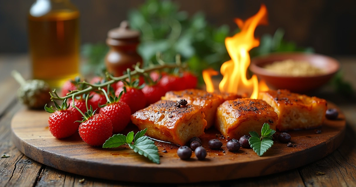 Mesa com ingredientes naturais para incenso artesanal, com ervas secas, madeira e especiarias em potes de vidro