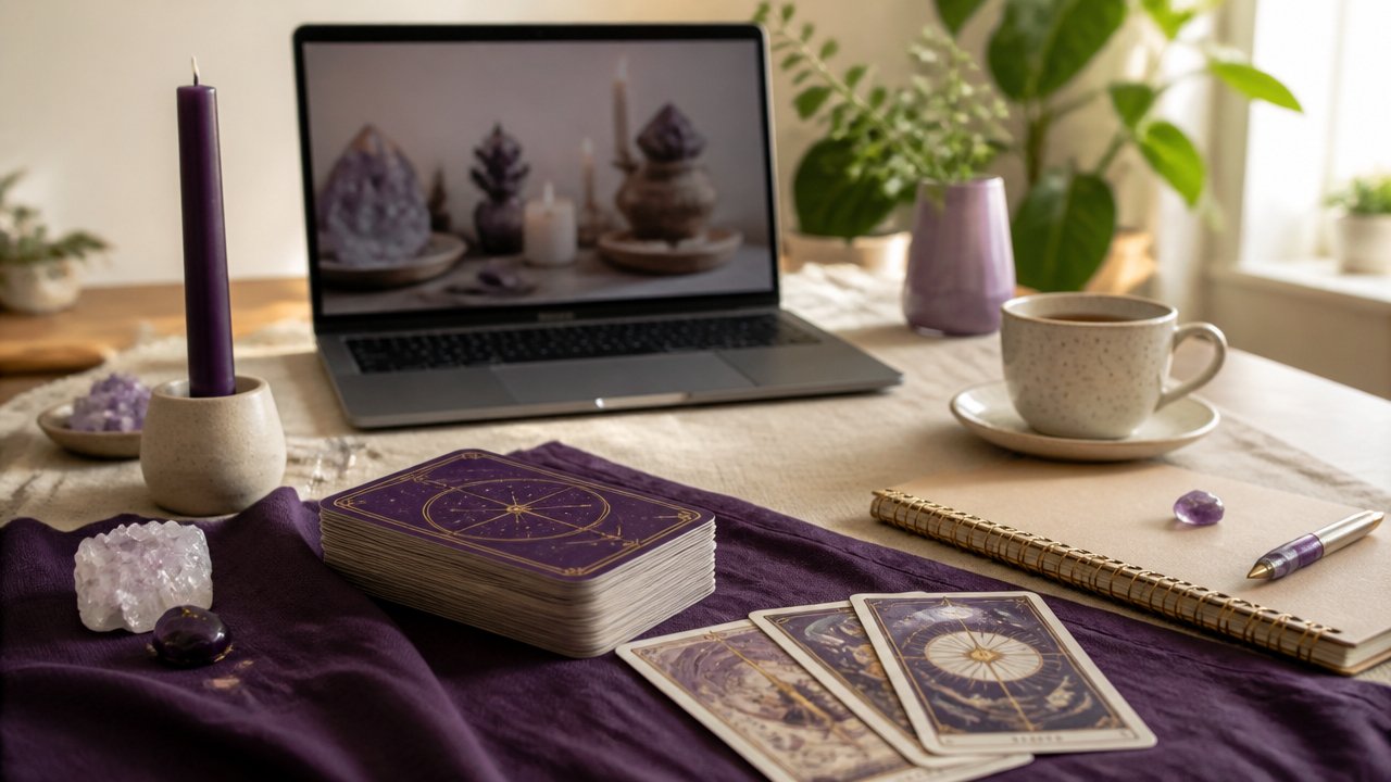Altar temporário para consulta de tarot online