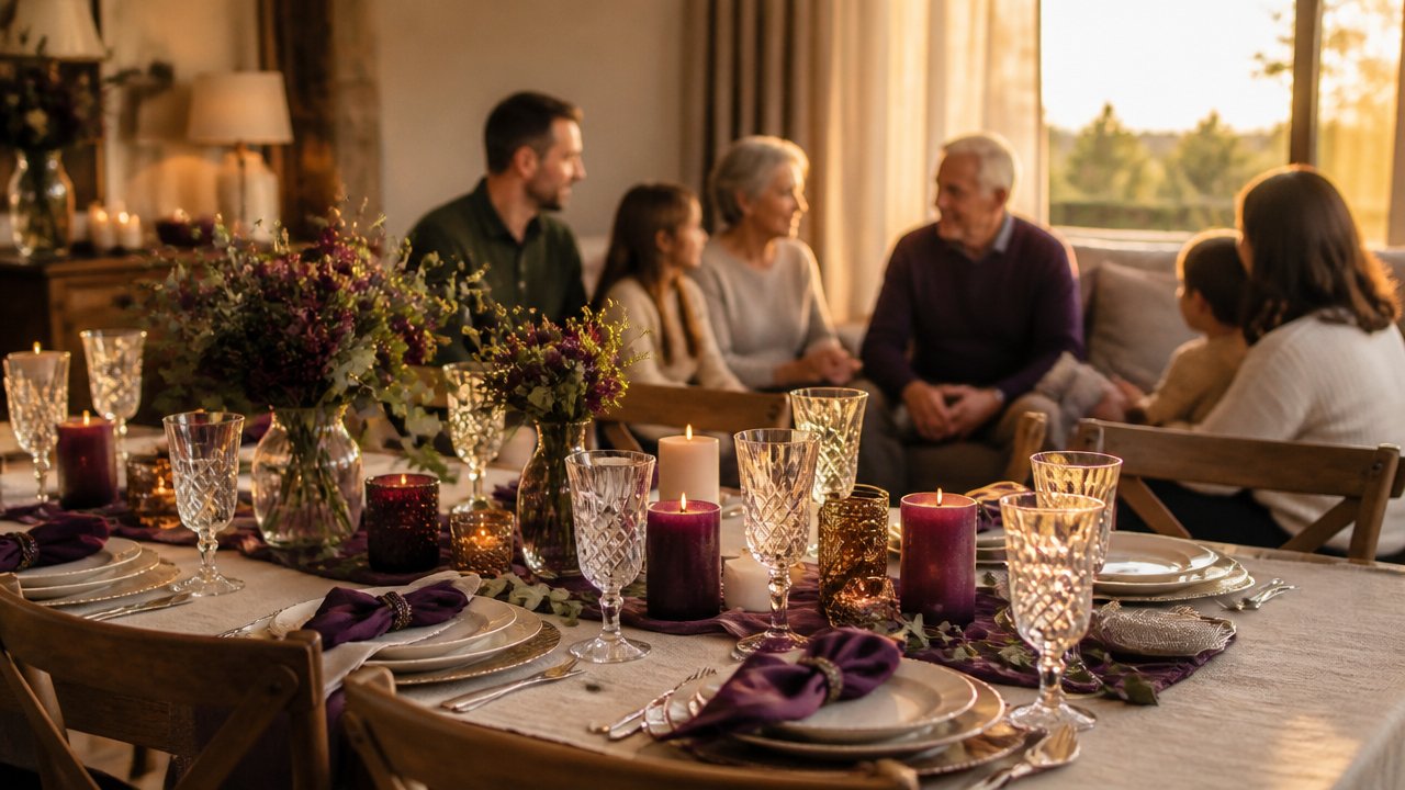Família reunida à mesa em clima acolhedor e harmonioso antes das festas de fim de ano